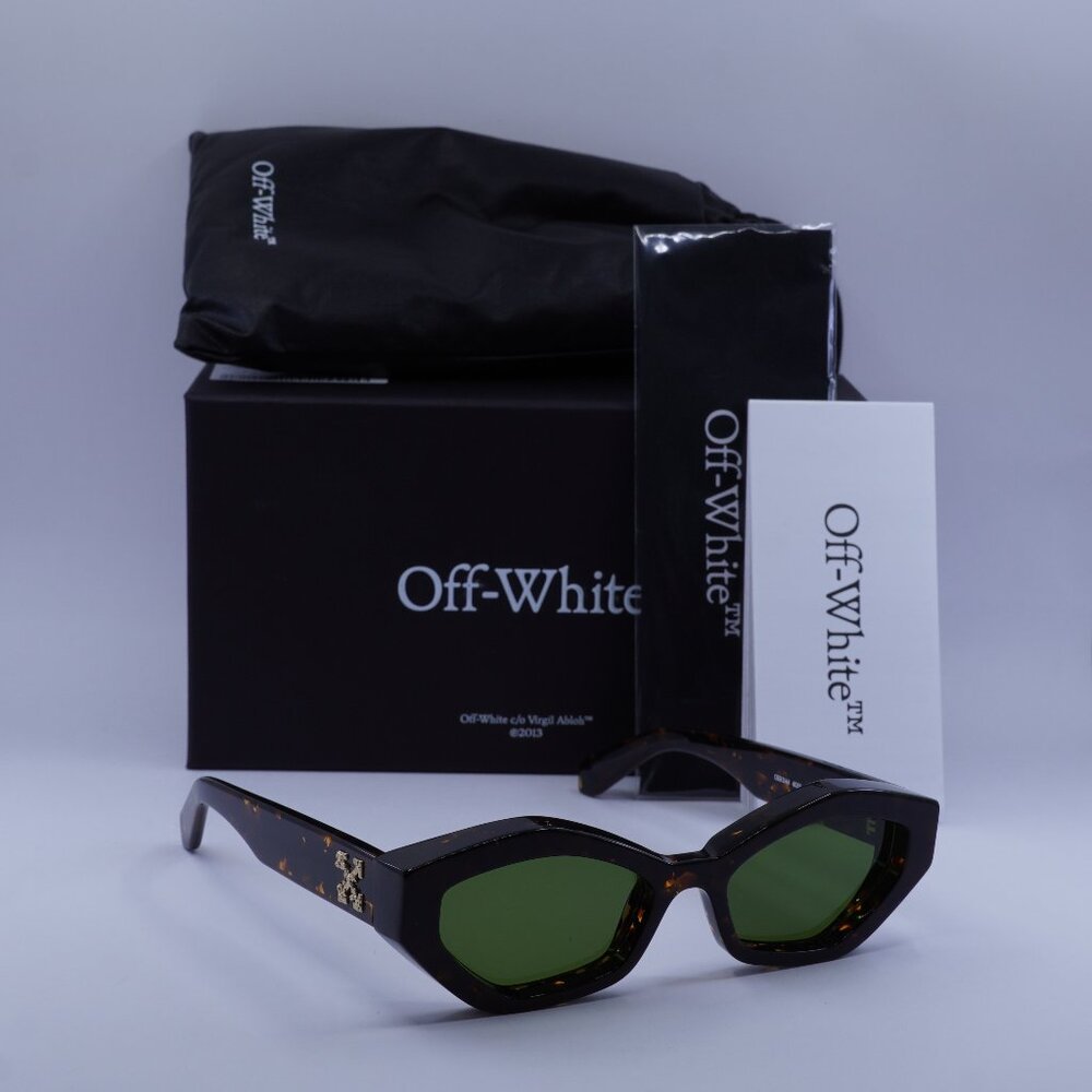 Off-White OERI144 HILO 6055 Cat Eye Sunglasses – Havana/Green